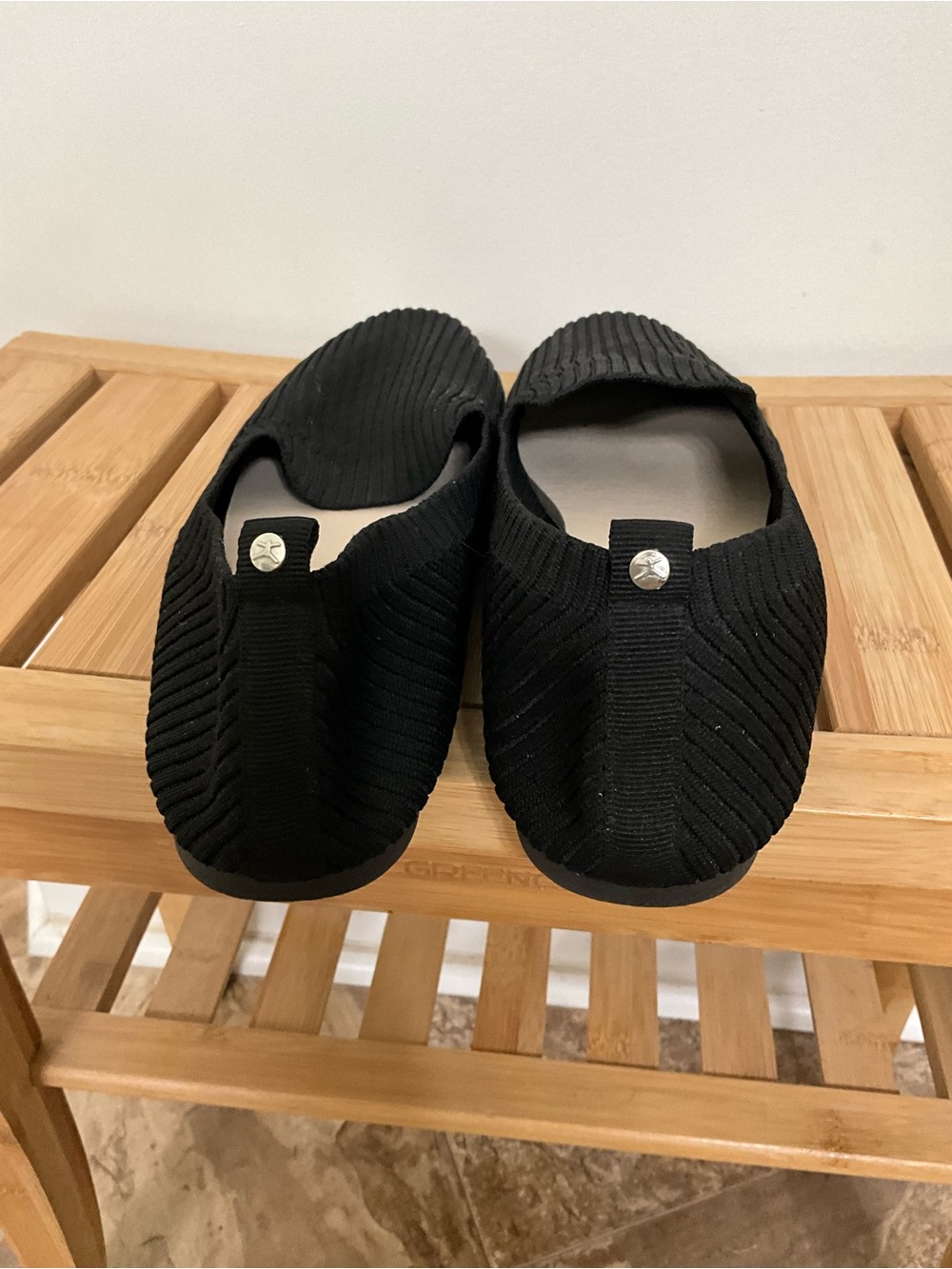 Danskin Black Ribbed Knit Slip-On Flats - Picture 3 of 6